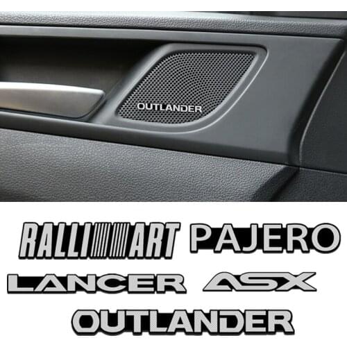 4Pcs Aluminum Car Interior Speaker Audio Badge Sticker For Mitsubishi RALLIART Lancer ASX L200 Colt Pajero Outlander Eclipse