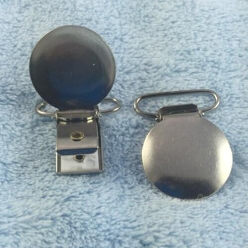 50pcs/lot 1''2.54cm Silver Metal Baby Dummy Pacifier Clips Holders Round Shape Clasps suspender Garment Accessories