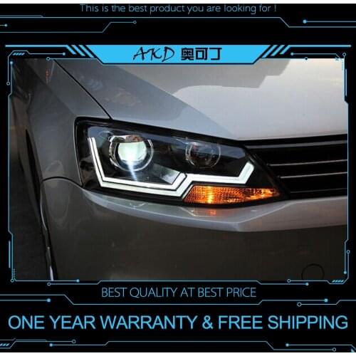 AKD tuning cars Headlight For VW Jetta MK6 Headlights LED DRL Running lights Bi-Xenon Beam Fog lights angel eyes Auto levels