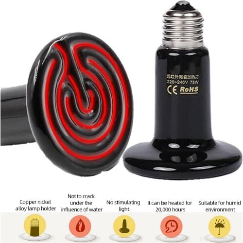 Far Infrared Pet Heating Lamp Ceramic 220V Reptile Turtle Brooder Bulb Heat Emitter Light Bulb 25W 50W 75W 100W 150W 200W