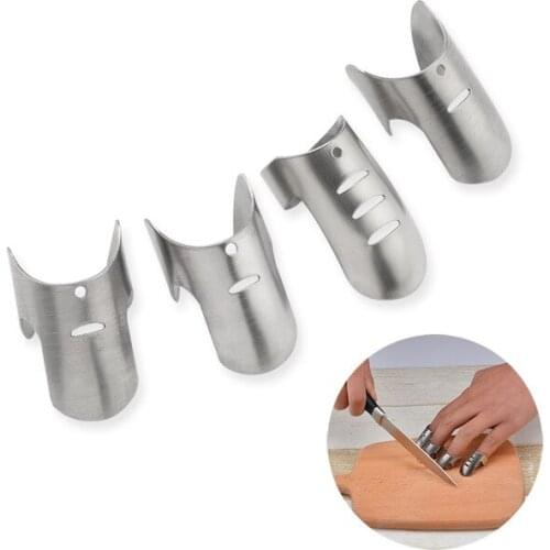 DHL 100Set 4pcs/set Adjustable Stainless Steel Finger Hand Guard Finger Protector Knife Slice Chop Safe Slice Cooking Tool