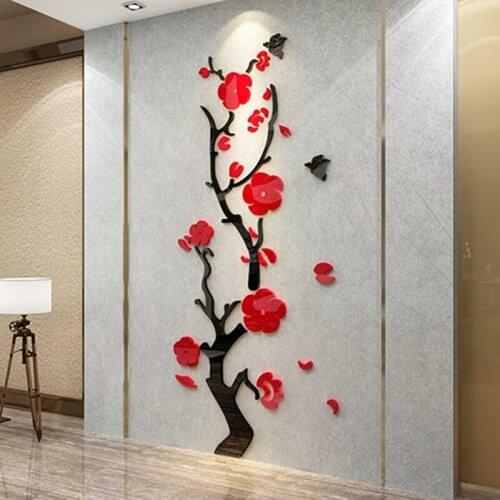 Elegant Flowers Wall Sticker 3D Acrylic Decals Murals Porch Living Room Home Decor Art DIY Wallstickers Poster Quality Wallpaper
