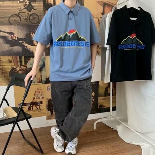 Men Tshirt Oversized 2021 Mens T-Shirt Hip Hop Japanese Style Printing Embroidery T-Shirt Couple Korean Harajuku Clothing