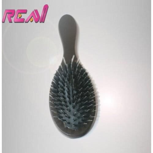 1 Piece Boar Bristle Hair Brush, Black or Dark Brown Hair Extensions Brush, made by Wooden Handle+Boar Bristle