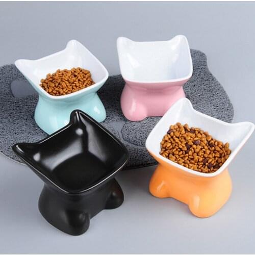Pet Ceramic Bowl Cute Cartoon Feeder Drinker Dog Cat Food Dispenser Puppy Kitten Drink Water Container Pet Feeding Supplies C42