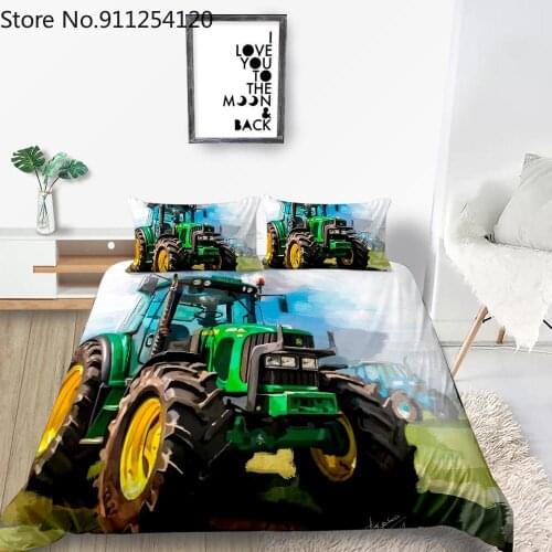Green Tractor Bedding Set 3D Artistic Lifelike Fashionable Duvet Cover King Queen Twin Full Single Double Comfortable Bed Set