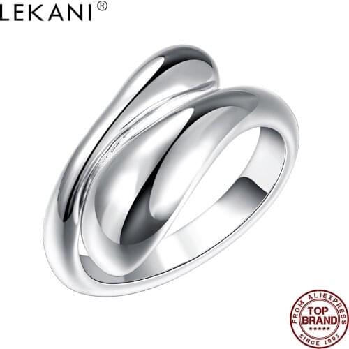 LEKANI 2021 Pure Copper Ring For Women Adjustable Silver Classic Water Droplets Shape Popular Jewelry Send Girl Birthday Gift