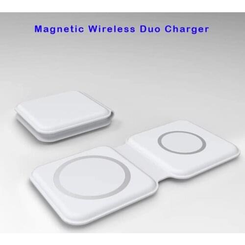 Magnetic Macsafe Duo Charger Wireless Charging For iPhone 12 Apple Watch iWatch Airpods Foldable 15W Fast Charging Station Dock