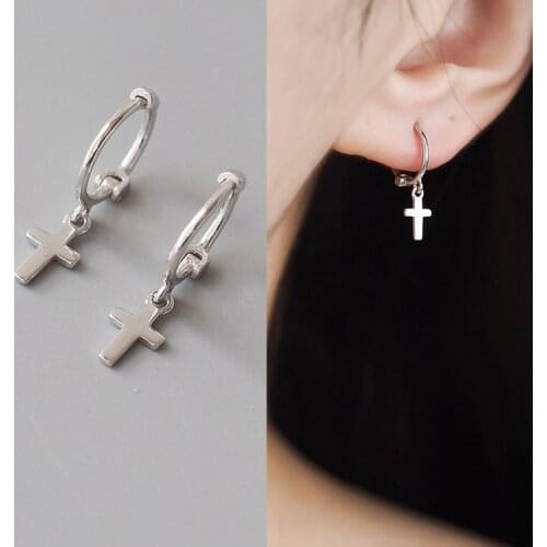 Fashion 925 Sterling Silver Cross Clip Earrings For Women Silver Earrings Jewelry