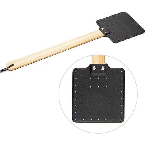 Fly Swatter PU Leather Manual Fly Swatter with Wooden Handle Insect Wasp Pest Control