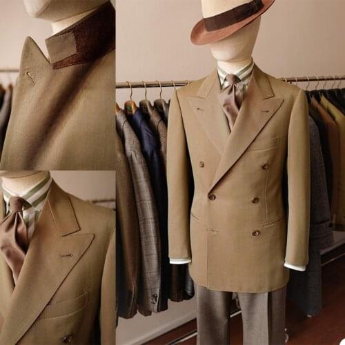 Custom Made Men Tuxedos Peaked Lapel Double Breasted Coat Japan Style High Quality Daily Casual Jacket 1 Piece Blazer
