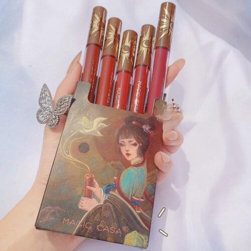5 Pcs Velvet Matte Lipstick Set Lip Gloss Waterproof Sweatproof Cigarette Case Lipstick Suit Lips Makeup Cosmetics Maquiagem