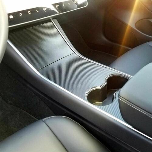 New 5D Carbon Fiber Center Console Wrap Vinyl Wrap Kit Self-Adhensive Reflective Safe Black Upgrade Fit For Tesla Model 3#297183