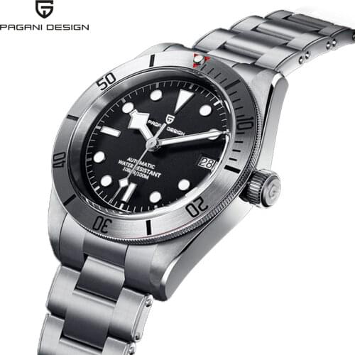 PAGANI DESIGN 2021 New All Blakc BB58 Mens Mechancial Wristwatch Luxury Automtaic watch for men Stainless steel Business watch