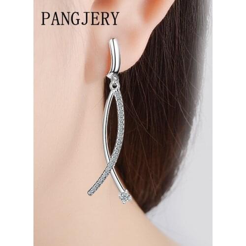 PANGJERY Prevent Allergy 925 Sterling Silver Fish Drop Earrings for Women INS Fashion Tassel Geometric Wedding Fine Jewelry Gift