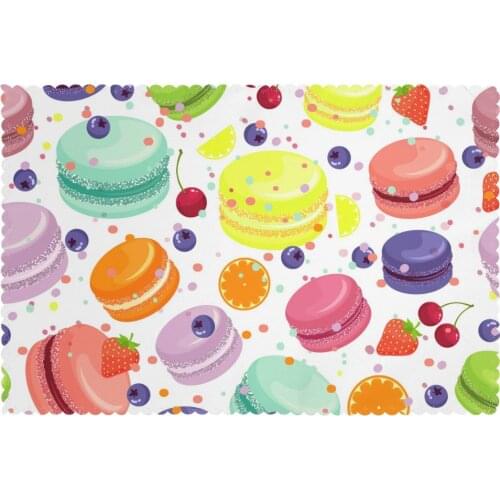 Table Mats Drink Coaster Table Placemats Macaroons Coffee Mug Cup Coasters 6 PCS Non-slip Pads