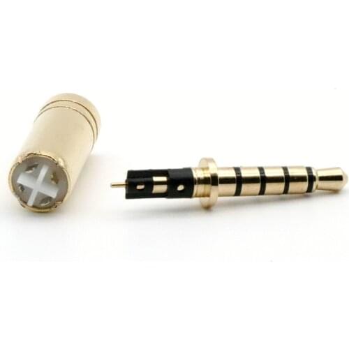 All copper gold plated 3.5mm 5-pole earphone plug 5-pin 3.5mm 5-pole audio injection head