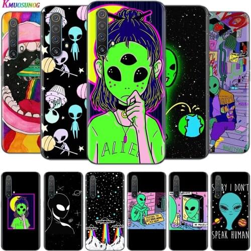 Transparent Cover Aesthetics Cartoon alien space For OPPO AX7 A1K A93 A92 A73 A72 A53S A52 A32 A31 A9 A11 A7 A5 2020 Phone Case