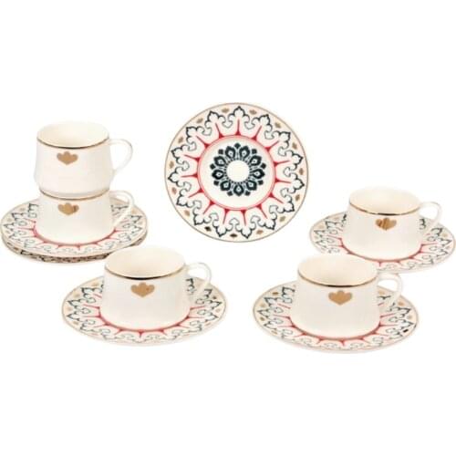 Fine Porcelain Luxury High Quality Turkish Coffee Cup Set of 6 Tea Set Saucer Nordic Teacup Stylish Green Espresso Coffee Mug