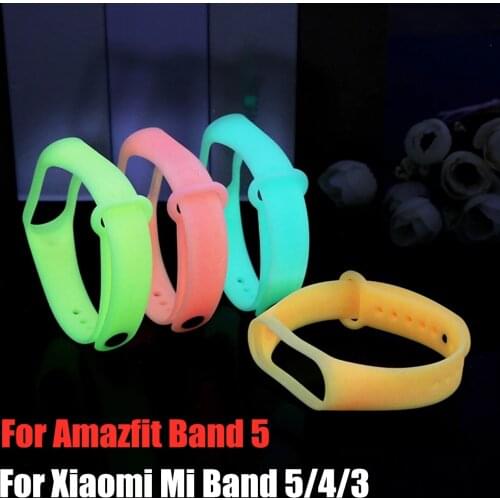 Luminous Silicone Wrist strap For Amazfit Band 5 Smart Watch Bands Bracelet Strap for Xiaomi mi band 3 4 5 Band5 Wristbands
