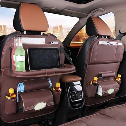 Faux Leather Car Backseat Multi-Pocket Folding Storage Bag Organizer Holder Auto parts