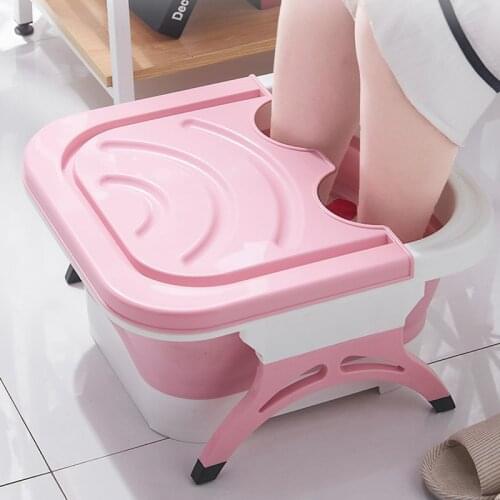 GURET Portable Bathtubs Foldable Foot Soaking Bucket Household Sauna Bathtub Pedicure Bath Plastic Foaming Massage Bucket