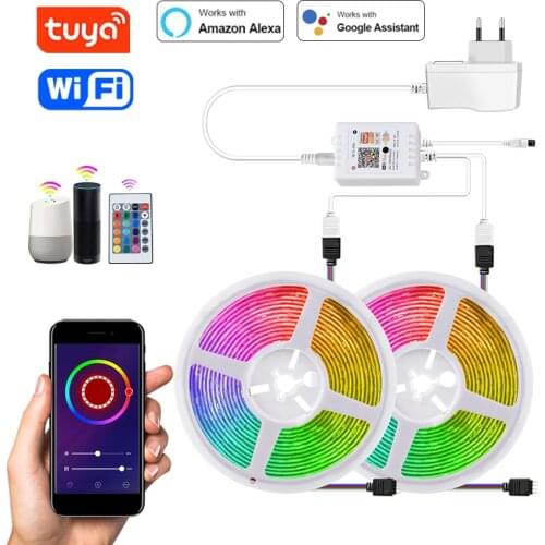 Tuya Smart WiFi LED Strip Light 12V RGB 5050 Work with Alexa Google Home Voice Control RGB LED Lights Strip Flexible Ribbon Tape