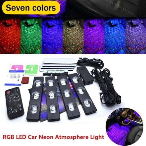 LED RGB Car Atmosphere Lamp USB Wireless Lamp Star Light Multiple Modes Automotive Interior Ambient Decorative Party Lights