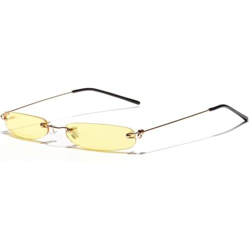 Ultra-small frame too sunglasses women 2021 trendy net red rimless glasses transparent ocean color lens uv400