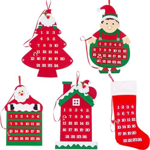 Felt Christmas Tree Advent Calendar Hanging Ornament Nativity For DIY For Countdown New Decorations Christmas Kid Year The Gift
