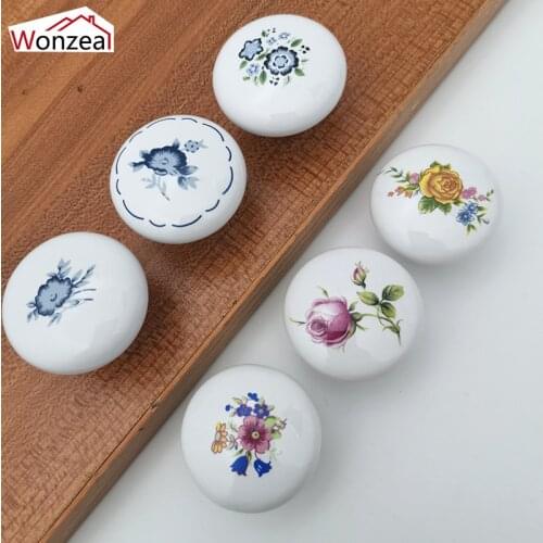 Wonzeal 1PCS White Ceramic Knobs 38MM Single Round Handles Wardrobe Kitchen Garden Door Pulls Modern Cabinet Handle