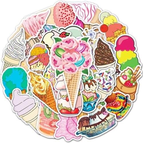 10/30/50PCS Cute Ice Cream Cartoon Stickers Graffiti Travel Luggage Guitar Laptop Waterproof Funny Classic Sticker Decals Toy