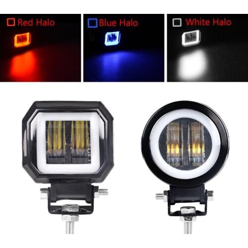 2PCS 7D 3inch led Work Light Round 20W LED Angel Eyes Light Bar 12V 24V 6000K white blue red Spotlights fog lights Driving Lamp