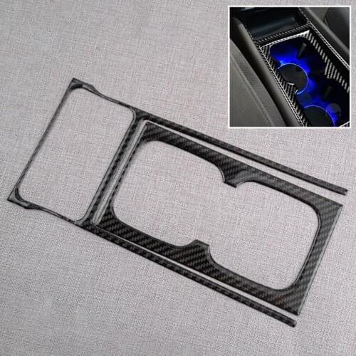 2Pcs Console Water Cup Holder Panel Trim Cover Sticker Black Carbon Fiber Fit For Honda Civic 8th 2006 2007 2008 2009 2010 2011