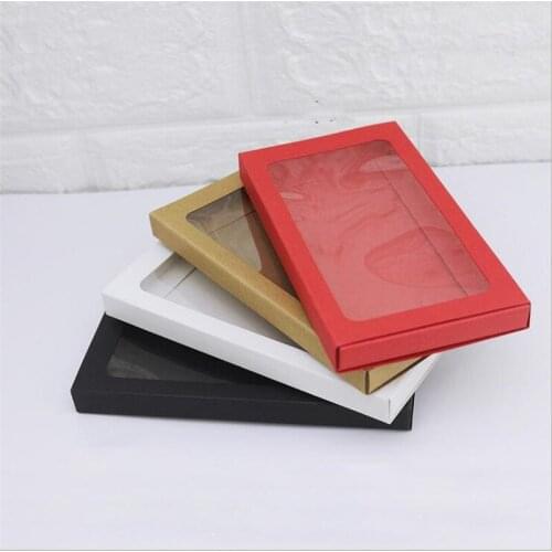 5pcs/lot Kraft Cardboard Phone Case Packaging Box Gift Box Red/White/Brown/Black Paper Drawer Box With Clear Window
