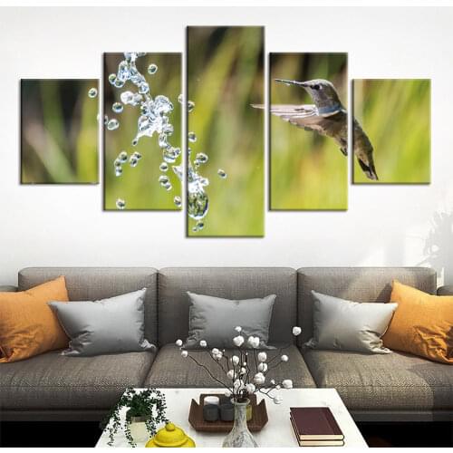 Wall Art Animal Hummingbird Canvas Painting 5 Pcs Print Poster Pictures Bedroom Home Decoration