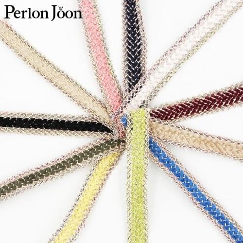 5 yards 12mm gold thread bordered webbing clothing shoes and hats home decoration lace trim sewing accessories webbing ZD0392