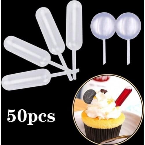 50Pcs Dessert Jam Straw Dropper Baking Cake Juice Straw Burette Kitchen Pastry Syringe Cake Baking Tool Laboratory Supplies