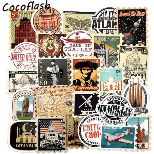 50 Pcs/set Stamp Postmark Seal Stamp Country City Shape Stickers For Pad Phone Case Car Skateboard Helmet Bicycle Suitcase Toys