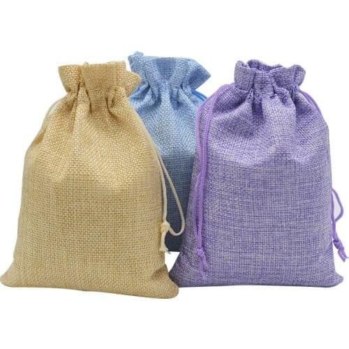 50pcs Vintage Natural Burlap Hessia Gift Candy Bags Wedding Party Favor Pouch Birthday Supplies Drawstrings Jute Gift Bags