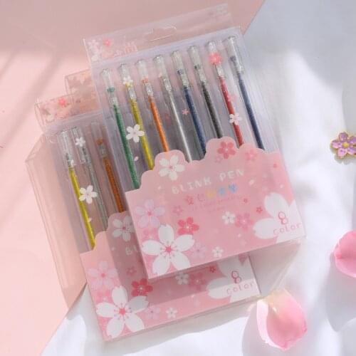 8 pcs/pack Discoloration Fluorescent Gel Ink Pen Promotional Gift Stationery School & Office Supply