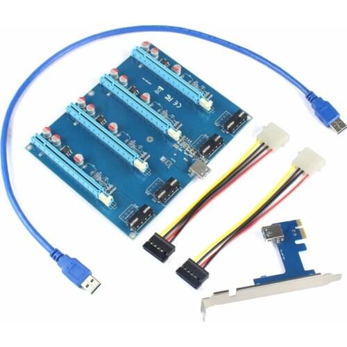 PCI-E 1X to External 4 slot Adapter PCI-Express PCIe 1 to 4 PCI express 16X slots Riser Card PCIe Port Multiplier for Mining