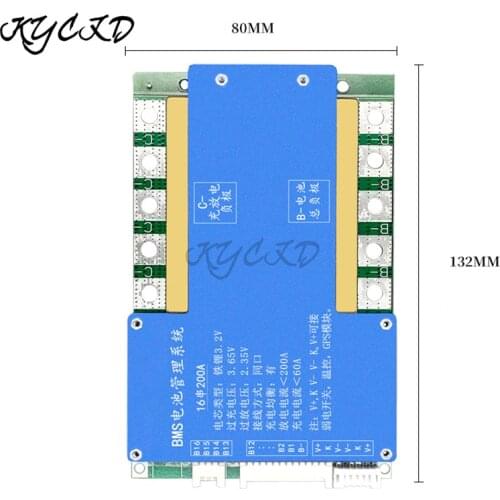 LiFePO4 Battery BMS 16S 48V 100A 150A 200A Protection Board with Balance Built-in Temperature Control For Electric Car E-bike