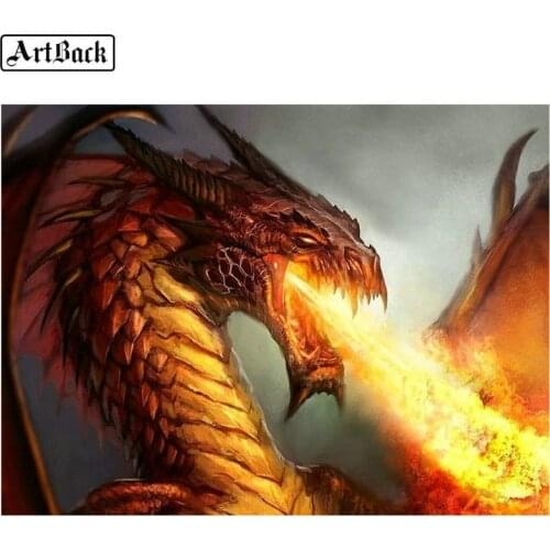 New 5d diy diamond painting fire-breathing dragon pattern 3d diamond embroidery full square / round rhinestone decorative