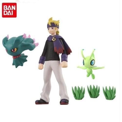 BANDAI Pokemon Original SCALEWORLD 1/20 Morty Misdreavus Celebi Pokemon Pikachu Anime Figure Toys Dolls Child Birthday Gift