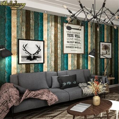 Beibehang American retro color mottled wood grain wall paper bar restaurant clothing store vertical stripes wallpaper flooring