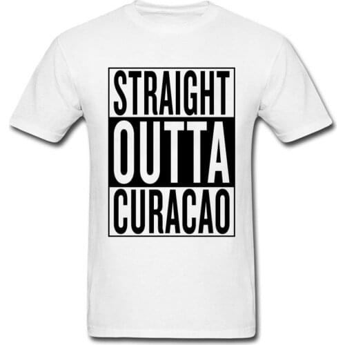 White Fashion Men T Shirts Worlds Quotes Straight Outta Curacao Tshirt For Handsome Top Quality Mens Plus Size 3XL Tee Shirt