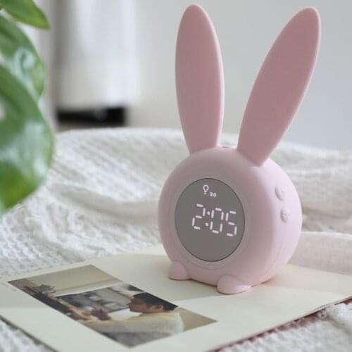 Bunny Kids Alarm Clock, Childrens Sleep Trainer Clock, Night Light for Kids, 5 Ringtones, Sleep Timer