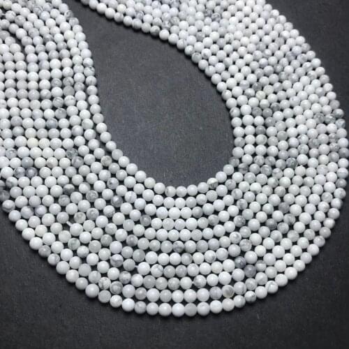 Natural Stone Small Size Howlite Beads Gemstone Round Loose Beads DIY For Jewelry Making Bracelet Necklace Earring 2mm 3mm 4mm