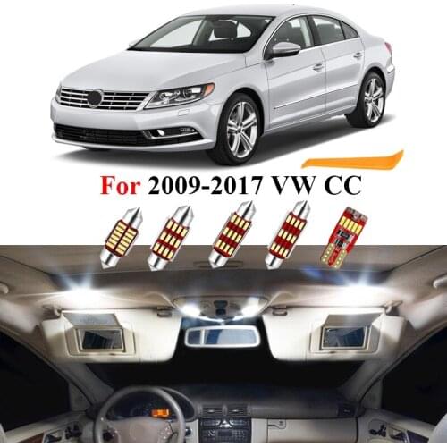 Canbus Car LED Interior Light Kit For 2009-2015 2016 2017 VW CC Map Vanity Mirror Trunk Glove Box Door Lamp White